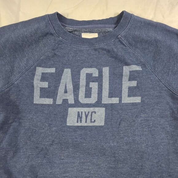 American Eagle Womens Large Blue Sweatshirt Eagle NYC Graphic Crewneck Casual - Picture 4 of 9